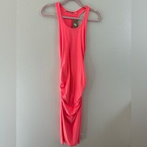 Hot pink fitted maxi dress
